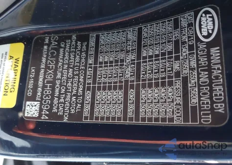 2020 Land Rover Discovery Sport S z USA, uszkodzony, nr VIN SALCJ2FX9LH835944